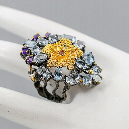 Art Ring Topas Amethyste Citrin Größe 16