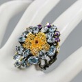 Art Ring Topas Amethyste Citrin Größe 16