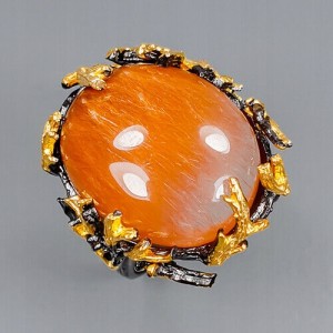 Künstlerischer Ring Rutilquarz Größe 16,5 Silber