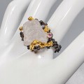 Artistic ring with natural amethyst quartz size 19