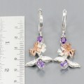 Künstlerische Ohrringe Saphire Amethyste Schmetterlinge 925 3