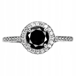 Ring schwarzer Diamant 0,88 ct Silber 925 Größe 14