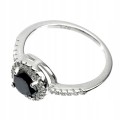 Ring schwarzer Diamant 0,88 ct Silber 925 Größe 14