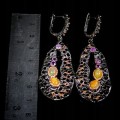 Künstlerische Opal Ohrringe Vintage Amethyste 3 925