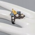 Künstlerischer Ring natürliches Topas Blatt Größe 17