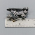 Künstlerische Brosche natürliche Granaten 925 Vogel