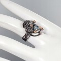 Künstlerischer Topas Turmalin Ring Größe 16 Frosch