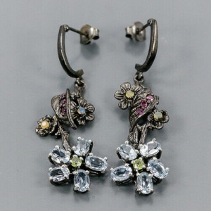 Künstlerische Ohrringe Topas Opale Olivin Granate 3