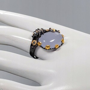 Künstlerischer Chalcedon Topas Ring Größe 18 925