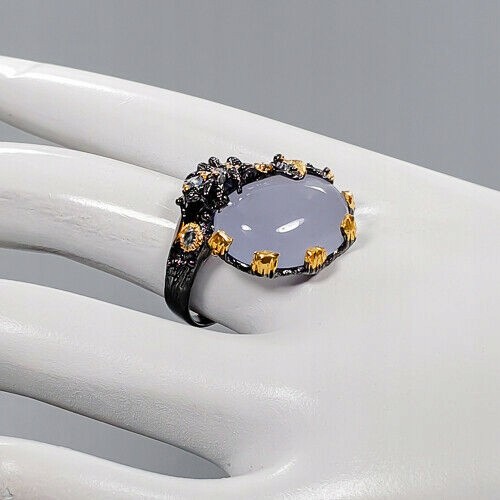 Künstlerischer Chalcedon Topas Ring Größe 18 925