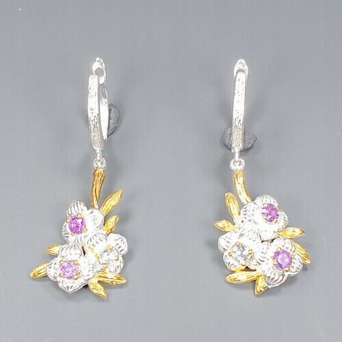 Künstlerische Ohrringe Natur Topas Amethyste 3