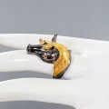 Künstlerisches Ring Pferd natürliche Amethyste Größe 17