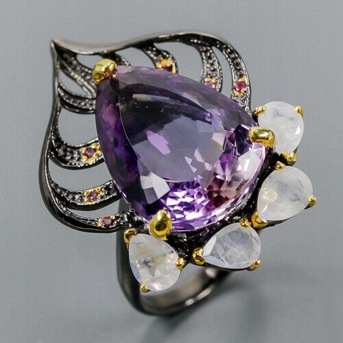Künstlerischer Amethyst Ring 23x16mm Größe 20,5 32ct