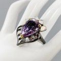 Künstlerischer Amethyst Ring 23x16mm Größe 20,5 32ct