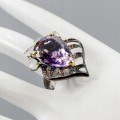 Künstlerischer Amethyst Ring 23x16mm Größe 20,5 32ct