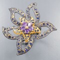 Künstlerischer Ring Amethyst Größe 16 Saphir Blume
