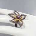 Künstlerischer Ring Amethyst Größe 16 Saphir Blume