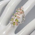 Künstlerischer Olivin Diopsid Ring Größe 14,5 925