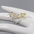 Künstlerischer Olivin Diopsid Ring Größe 14,5 925