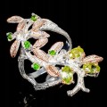 Künstlerischer Olivin Diopsid Ring Größe 14,5 925