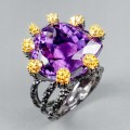 Künstlerischer Ring 20 Karat natürlicher Amethyst Größe 17