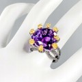 Künstlerischer Ring 20 Karat natürlicher Amethyst Größe 17