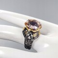 Künstlerischer Ring 925 natürlicher Ametrin Größe 17