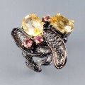 Kunst Ring Citrin Größe 16 Turmalin 925
