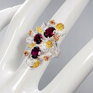 Kunst Ring Granate Turmaline Größe 14 925