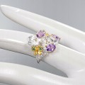 Künstlerischer Ring 925 Amethysten Blumen Größe 14