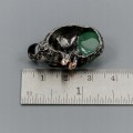Artistic pendant chrysoprase diopside teddy bear 925