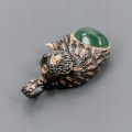 Artistic pendant chrysoprase diopside teddy bear 925