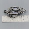 Künstlerischer Anhänger Chalcedon Amethyste Vögel 925