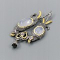 Künstlerischer Anhänger Chalcedon Amethyste Vögel 925