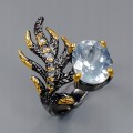 Künstlerischer Saphir Ring Gr. 17,5 Topasblau