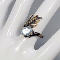 Künstlerischer Saphir Ring Gr. 17,5 Topasblau