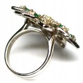 Ring  natural emeralds size 15  cubic zirconia flower
