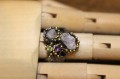 Künstlerischer Olivin Quarz Amethyst Ring Größe 16