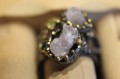 Künstlerischer Olivin Quarz Amethyst Ring Größe 16