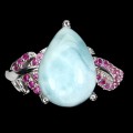 Ring natürliche Larimar Zirkonia 925 Größe 16,5 2