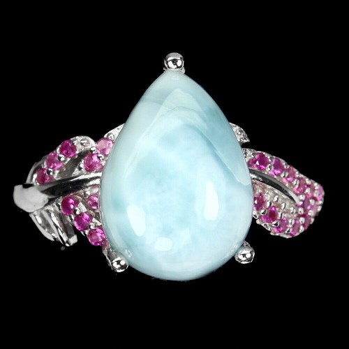 Ring natürliche Larimar Zirkonia 925 Größe 16,5 2