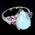 Ring natürliche Larimar Zirkonia 925 Größe 16,5 2