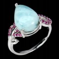 Ring natürliche Larimar Zirkonia 925 Größe 16,5 2