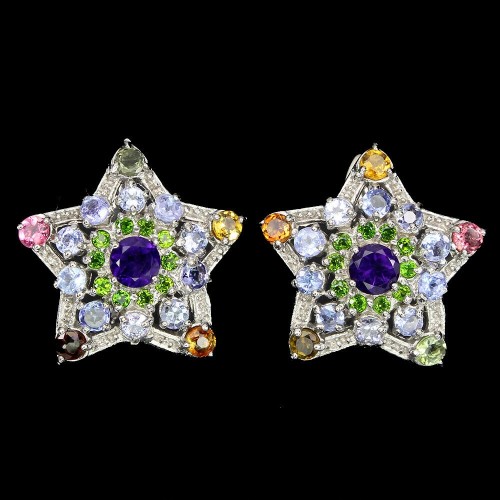 Sterne Ohrringe Turmaline Amethyste Silber 925 1