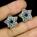 Sterne Ohrringe Turmaline Amethyste Silber 925 1