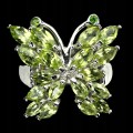 Natural peridot diopside butterfly ring size 17