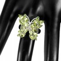 Natural peridot diopside butterfly ring size 17