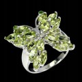 Natural peridot diopside butterfly ring size 17