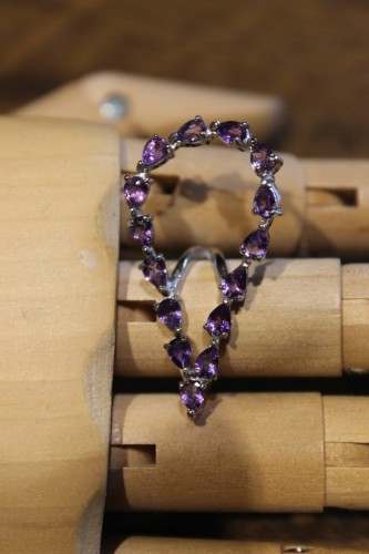 Silberner Amethyst Ring Größe 12 Natur 925