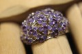Ring 925 Silber Emaille Amethyst Blume Größe 13,5